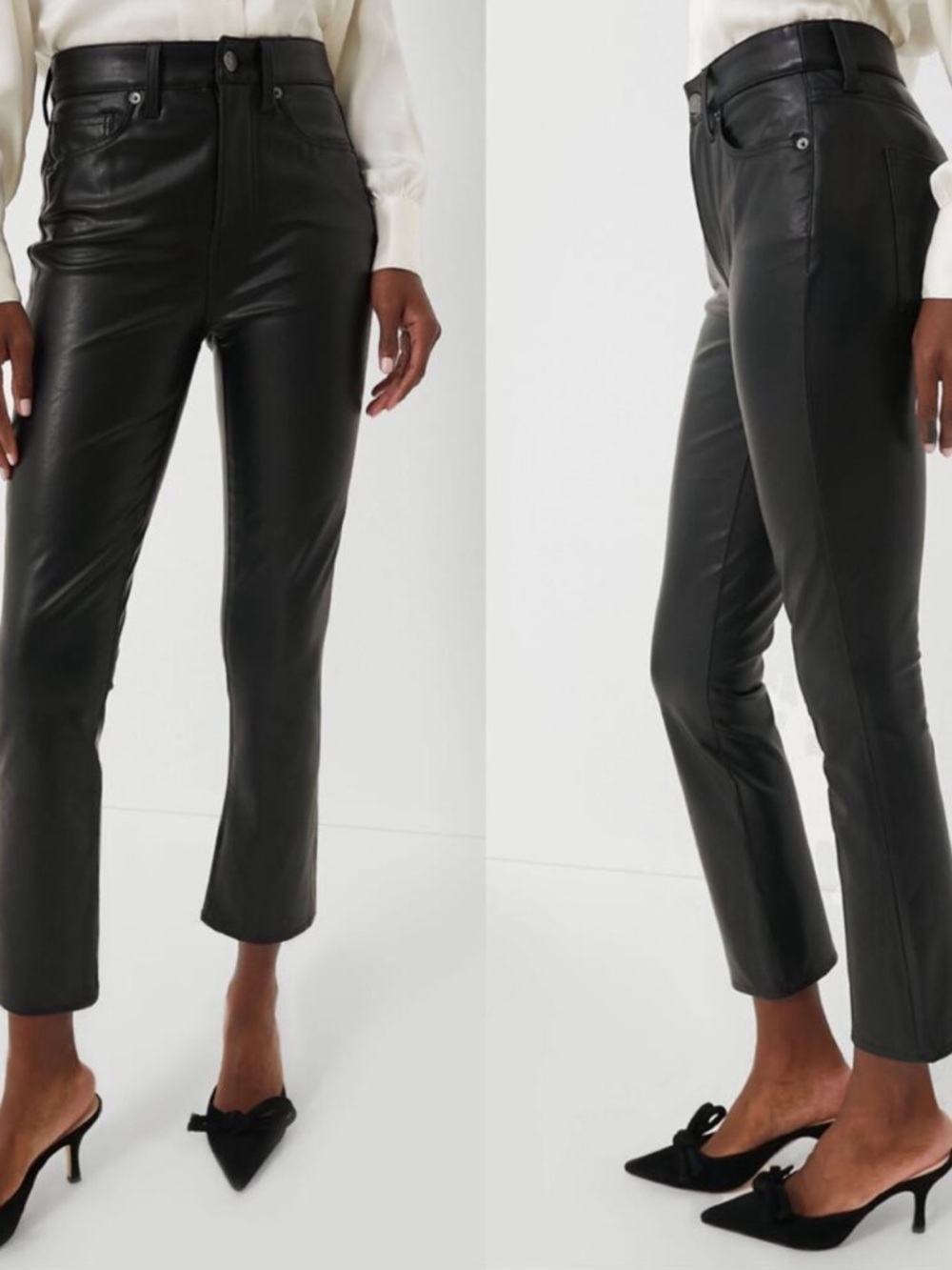 Veronica Beard Jeans Vegan Leather Carly Kick Flare Pants